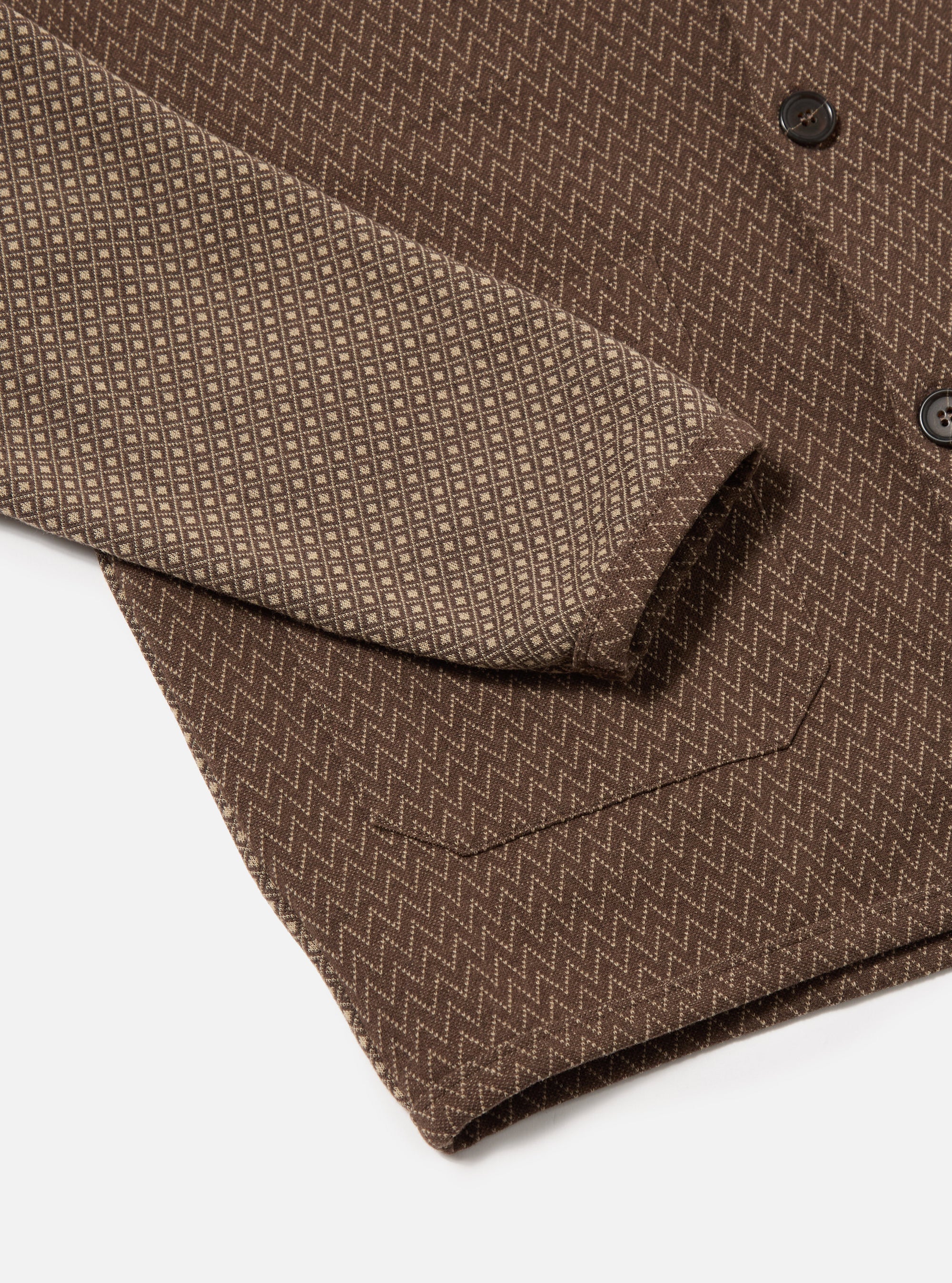 Universal Works Cardigan in Brown Cotton Mix Fleece