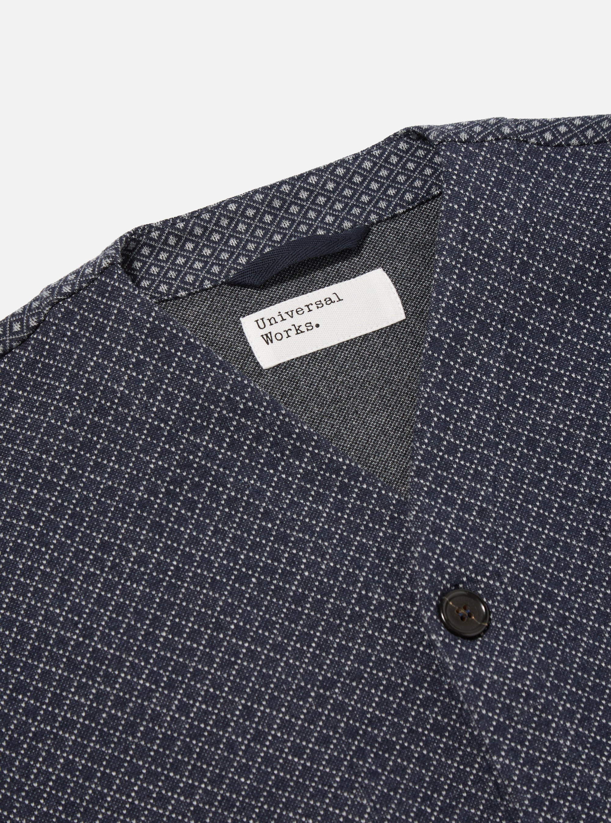 Universal Works Cardigan in Navy Cotton Mix Fleece