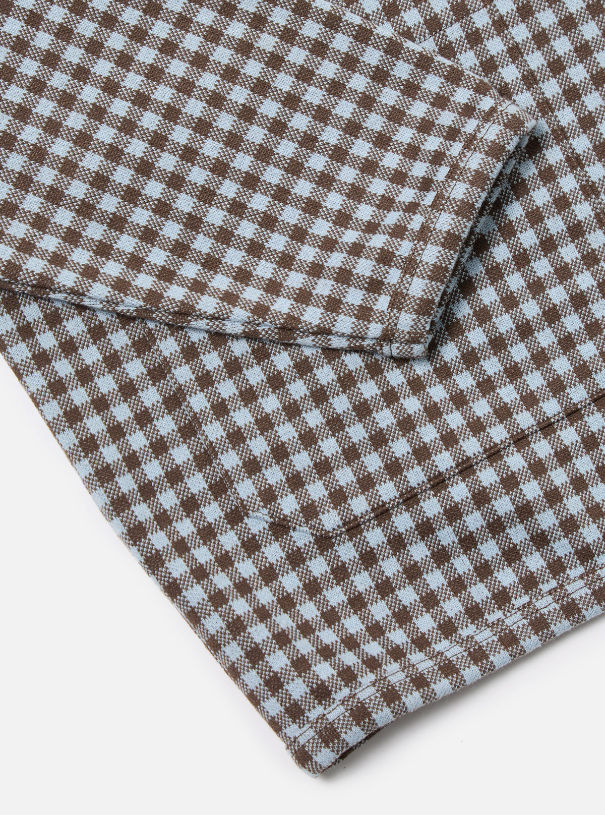 Universal Works Cardigan in Brown/Sky Gingham Cotton