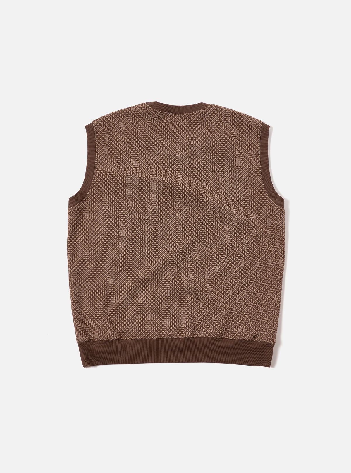 Universal Works Sleeveless Crew in Brown Cotton Mix Fleece