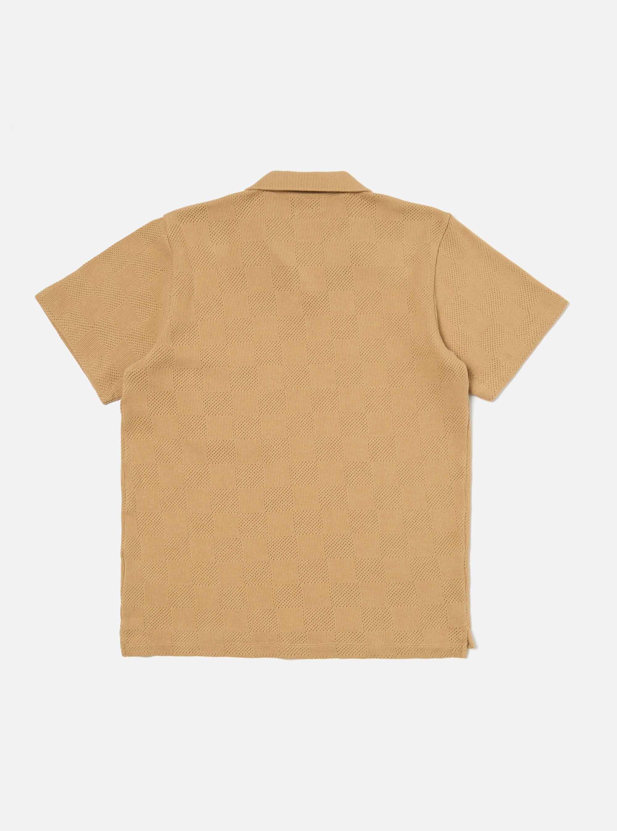 Universal Works Vacation Polo in Sand Fantasy Checkerboard