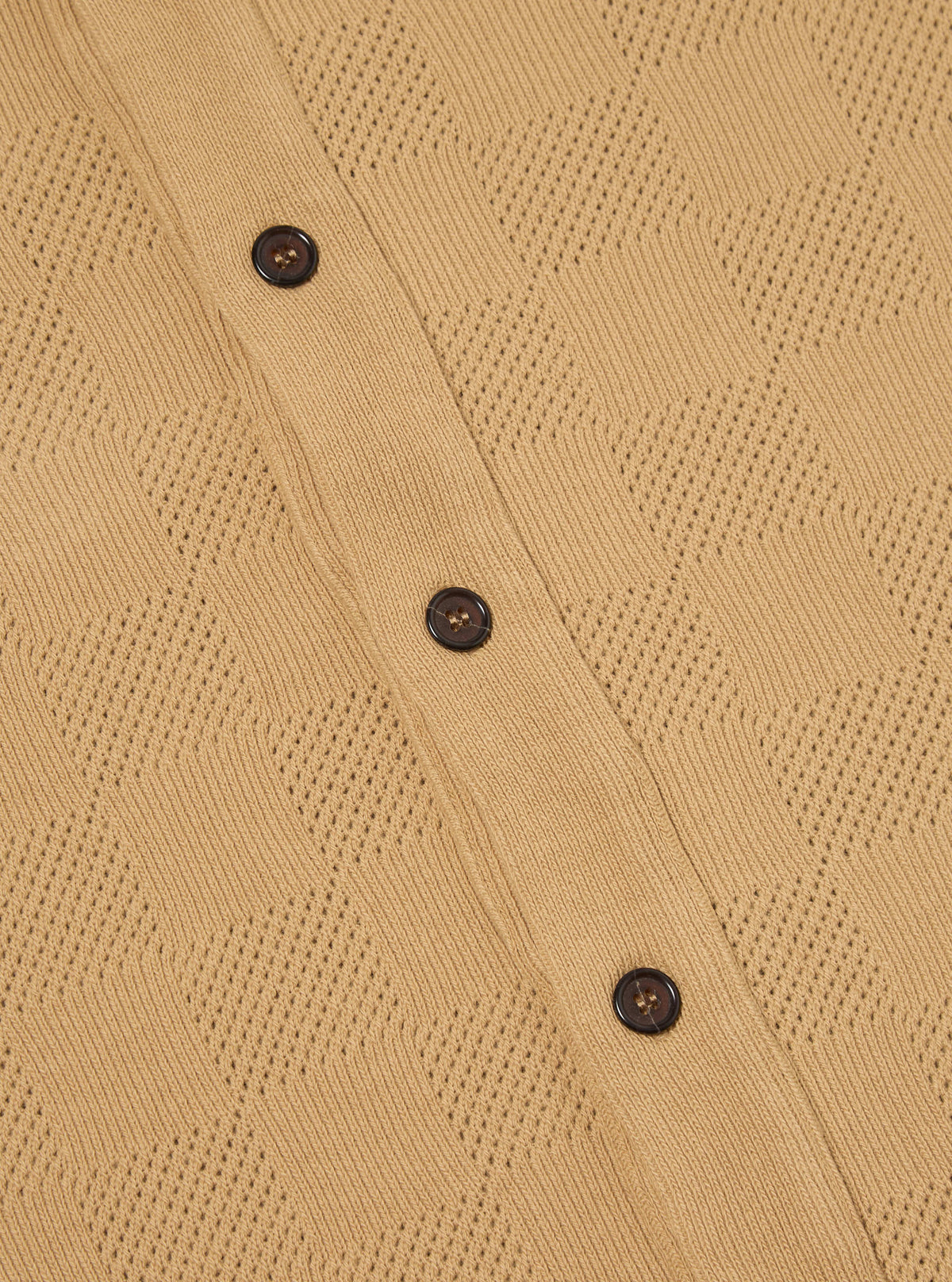 Universal Works Button Through Polo in Sand Fantasy Checkerboard