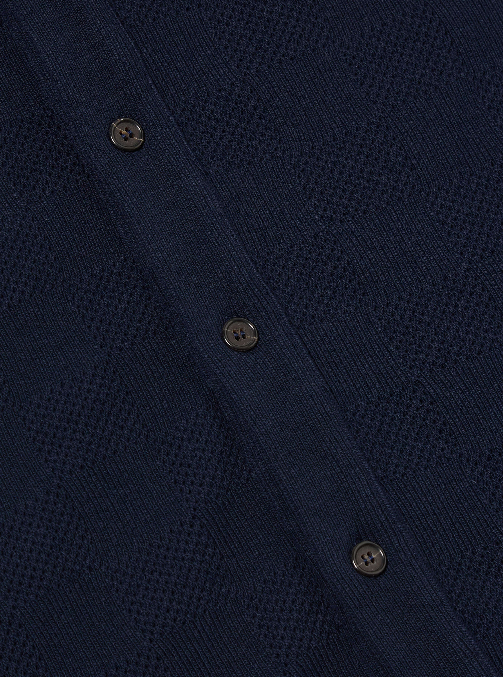 Universal Works Button Through Polo in Bright Navy Fantasy Checkerboard