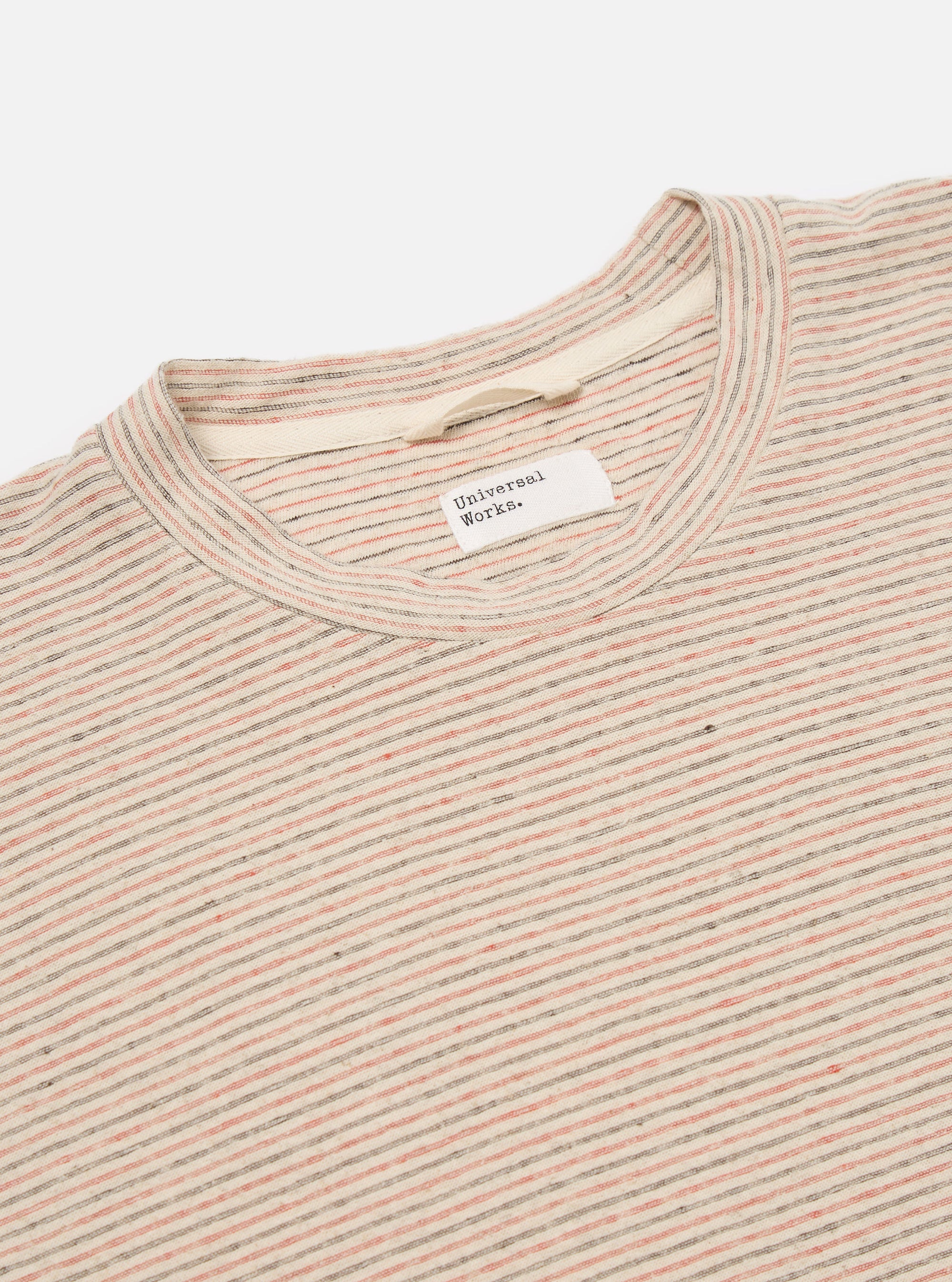 Universal Works Loose Sweatshirt in Ecru Stripe Lincot Stripe Jersey