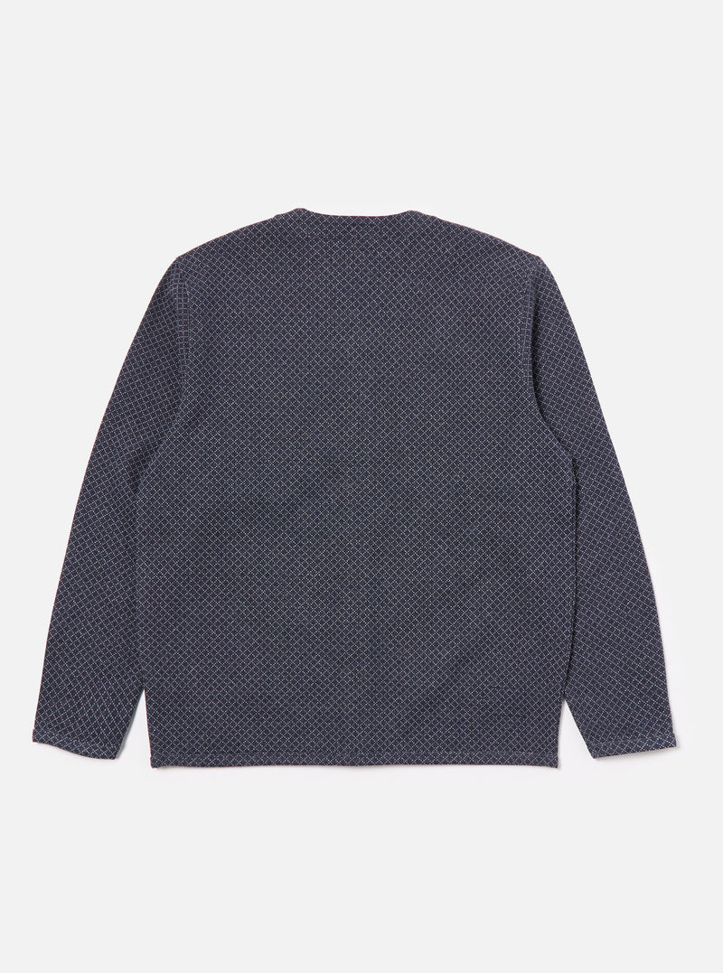 Universal Works Cardigan in Navy Diamond Jersey