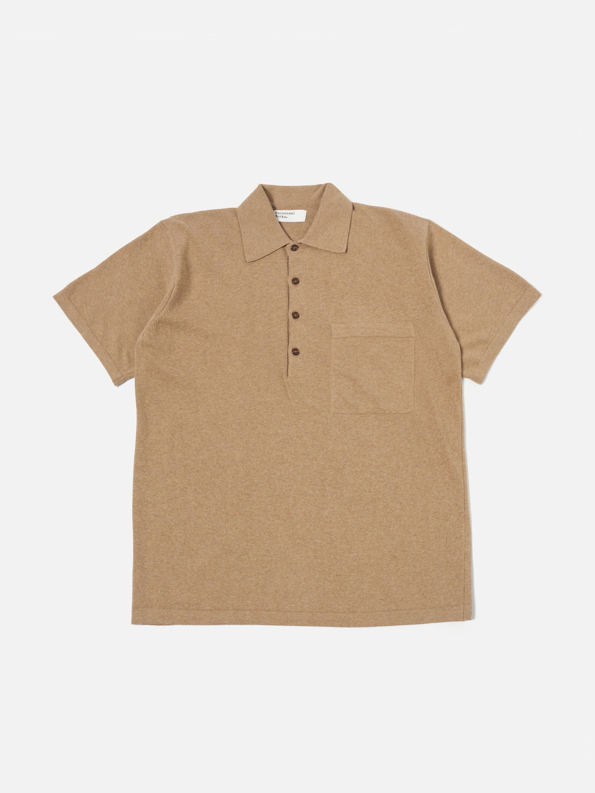 Universal Works Pullover Knit Shirt in Sand Cotton Knit