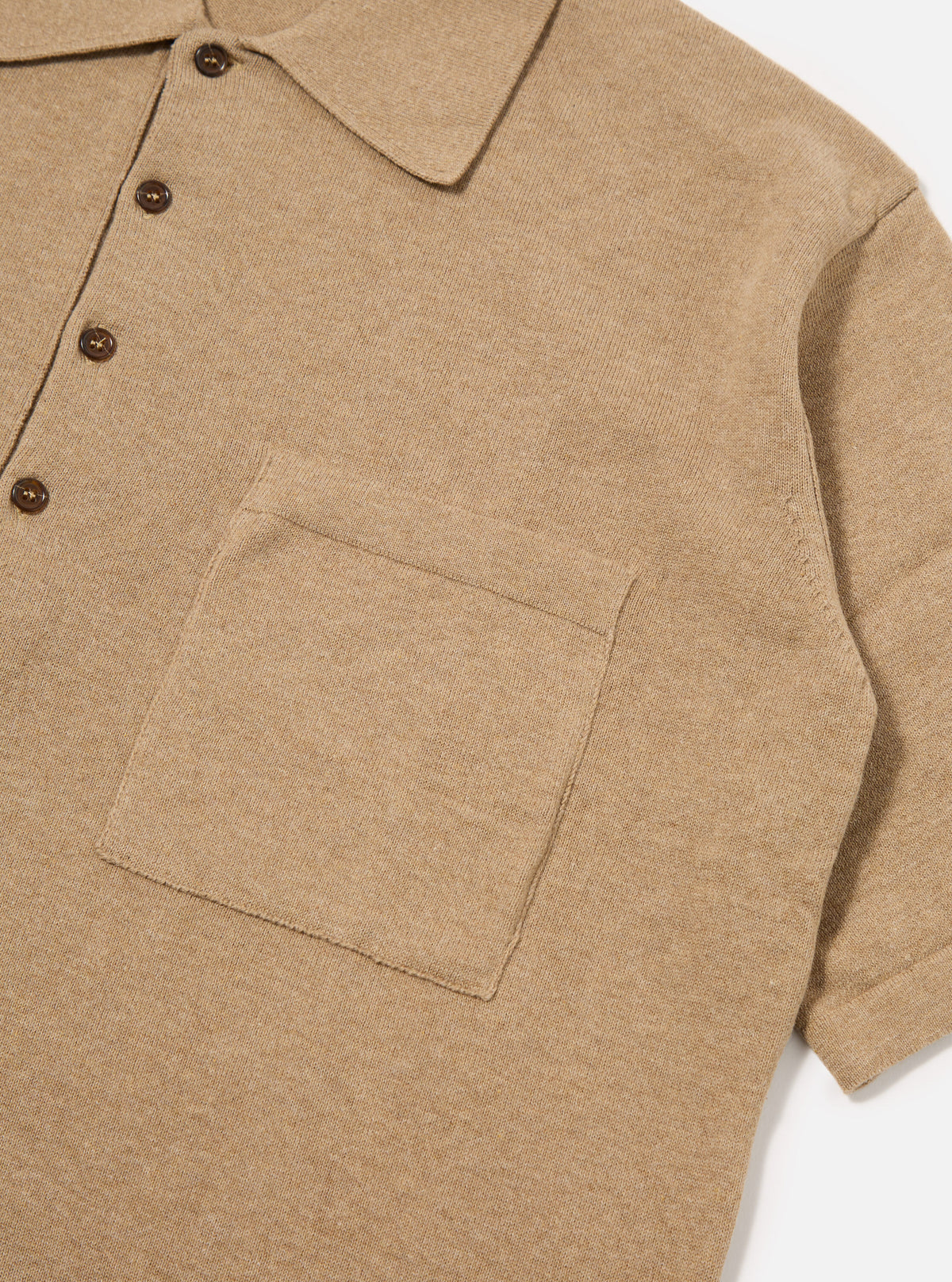 Universal Works Pullover Knit Shirt in Sand Cotton Knit