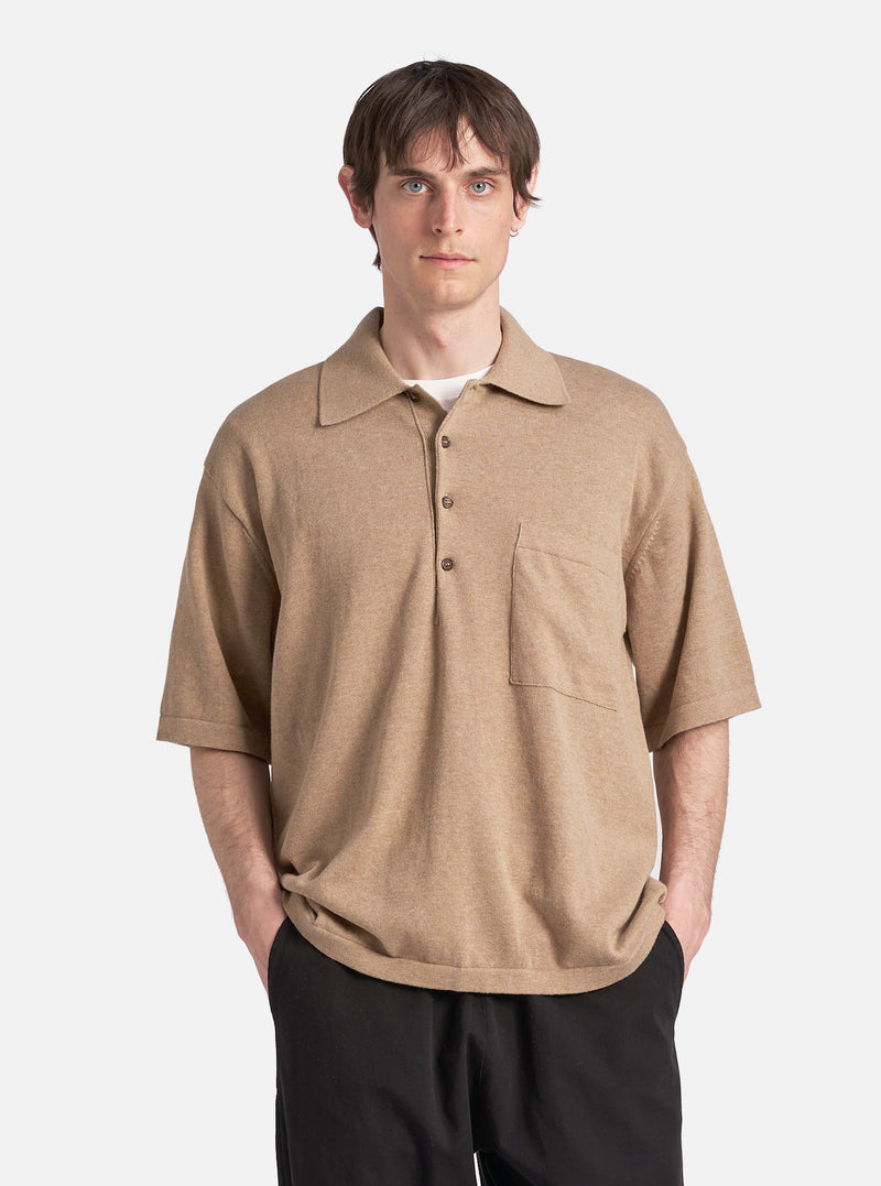 Universal Works Pullover Knit Shirt in Sand Cotton Knit