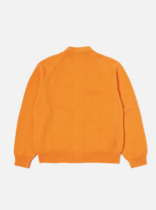 Universal Works Pocket David Cardigan in Orange Cotton Knit