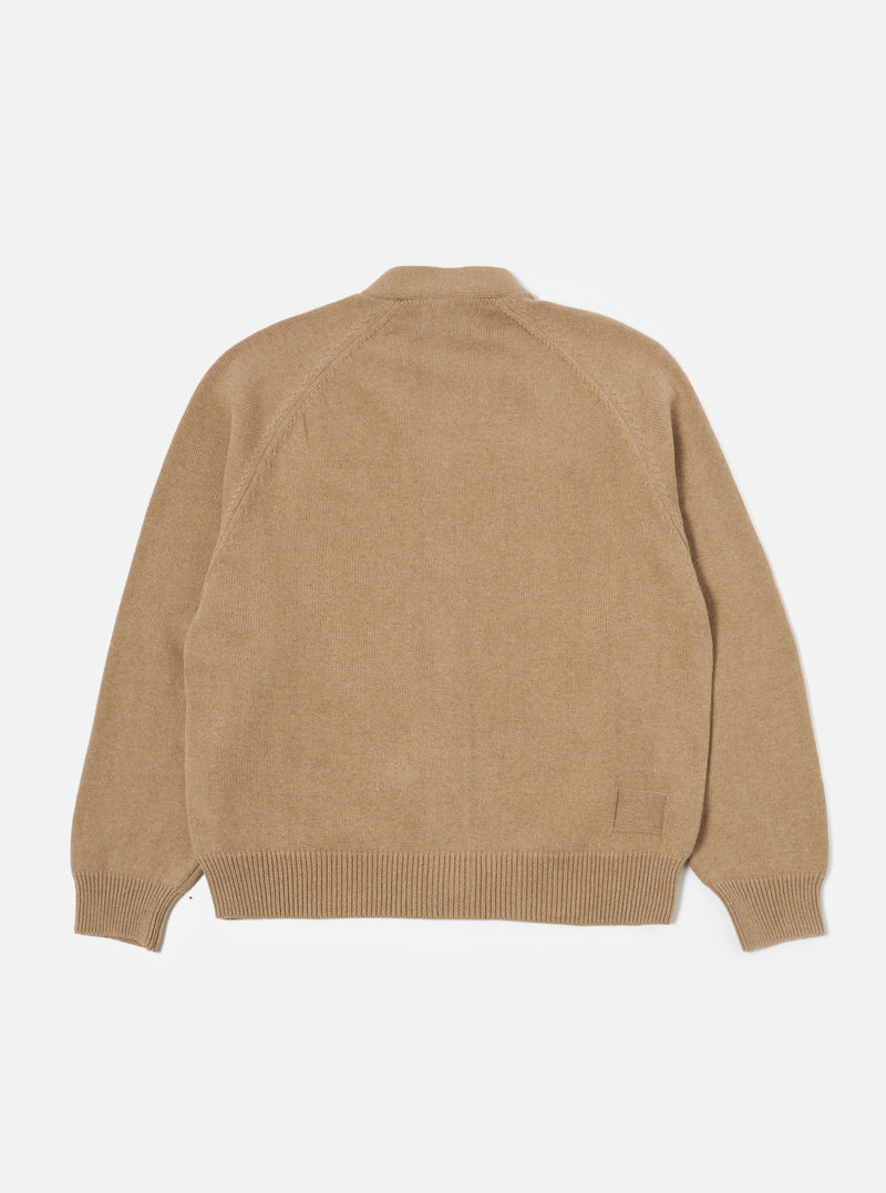 Universal Works Pocket David Cardigan in Sand Cotton Knit