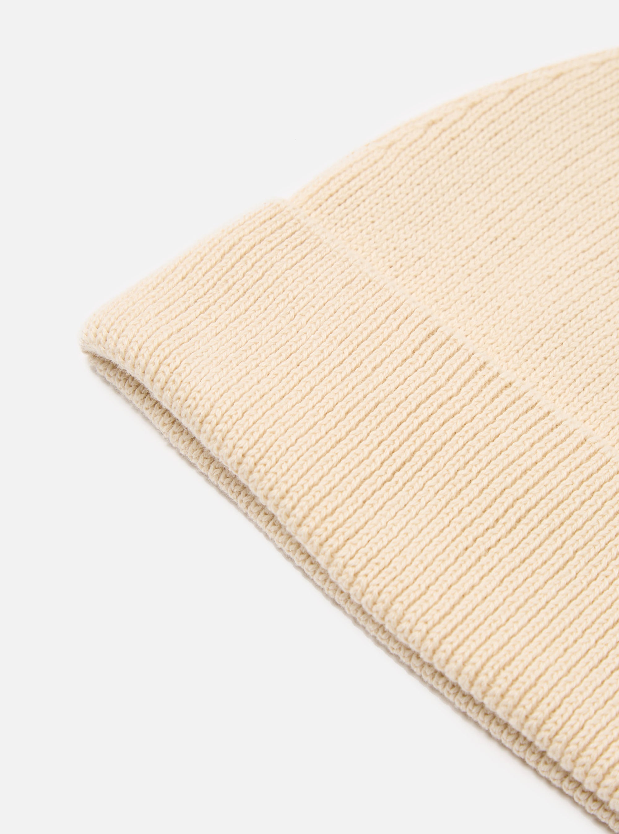 Universal Works Watch Cap in Ecru Cotton Rib