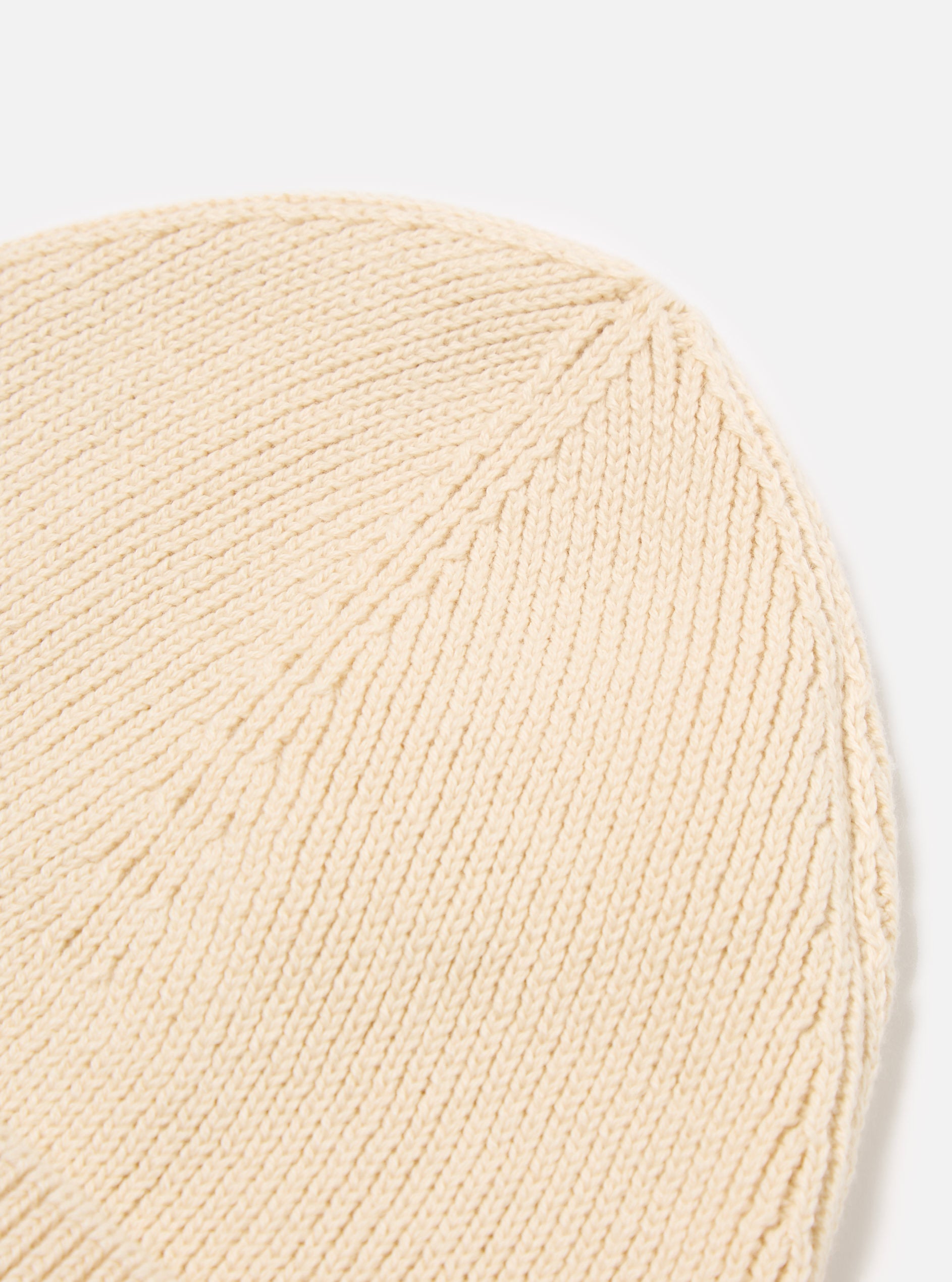 Universal Works Watch Cap in Ecru Cotton Rib