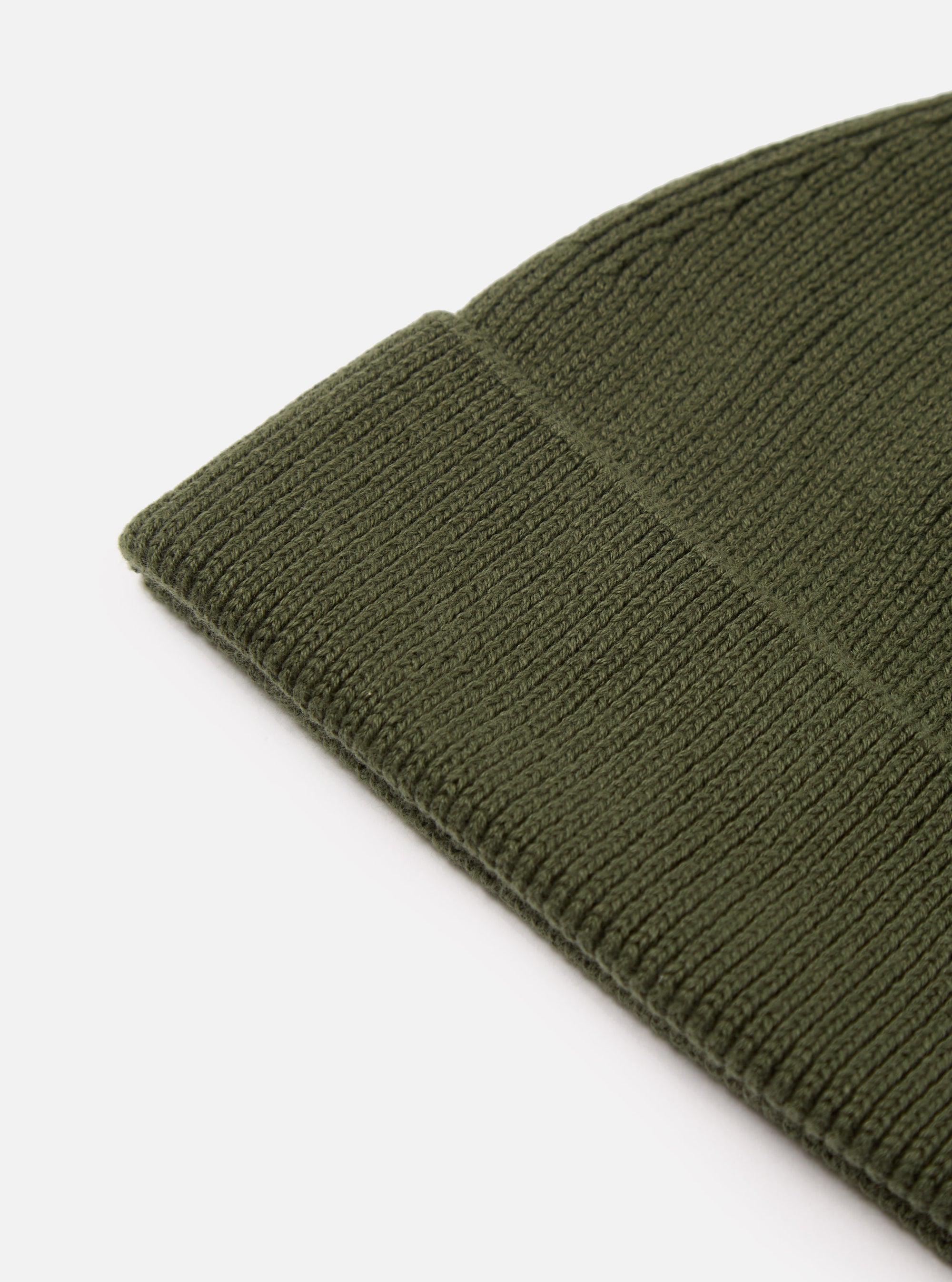 Universal Works Watch Cap in Olive Cotton Rib