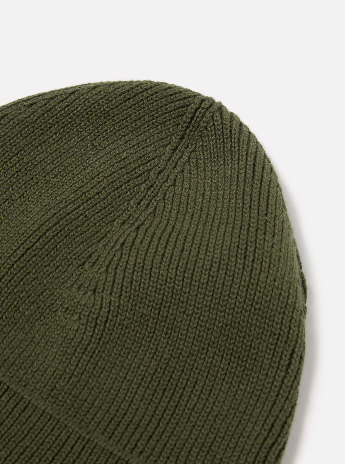 Universal Works Watch Cap in Olive Cotton Rib