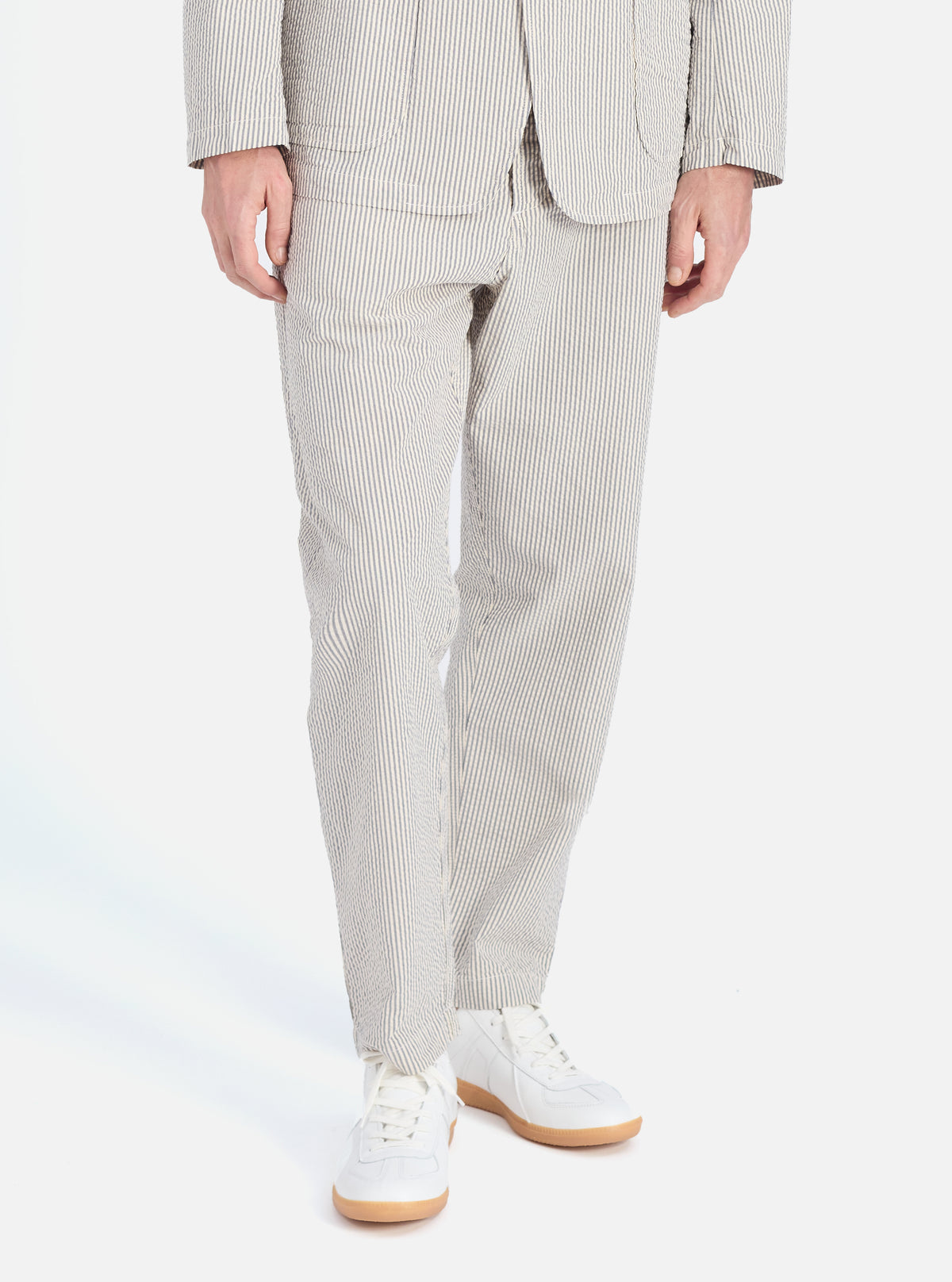 Universal Works Military Chino in Grey Derby Stripe