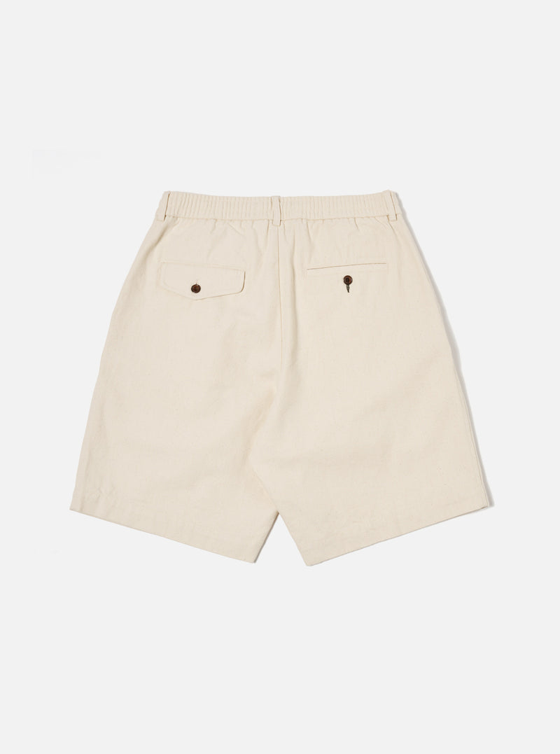 Universal Works Pleated Track Short in Ecru Recycled Cotton