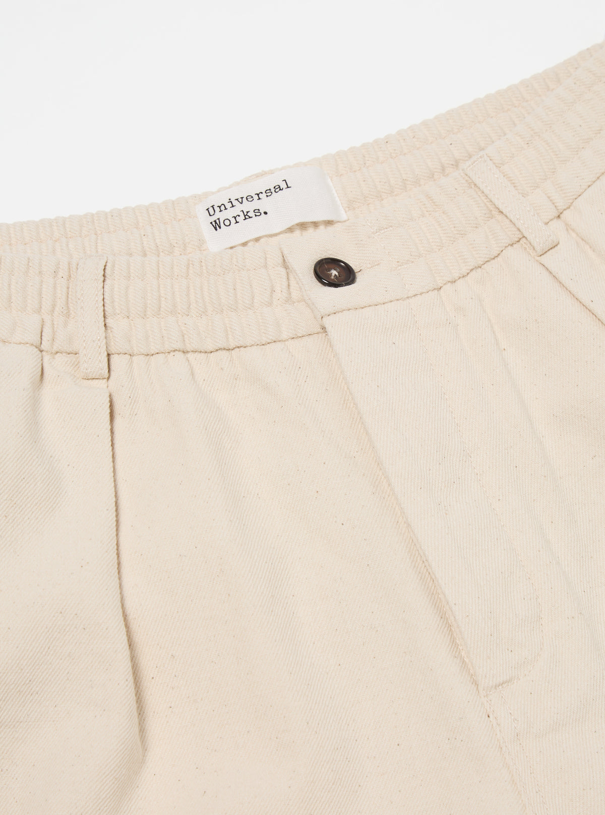 Universal Works Pleated Track Short in Ecru Recycled Cotton