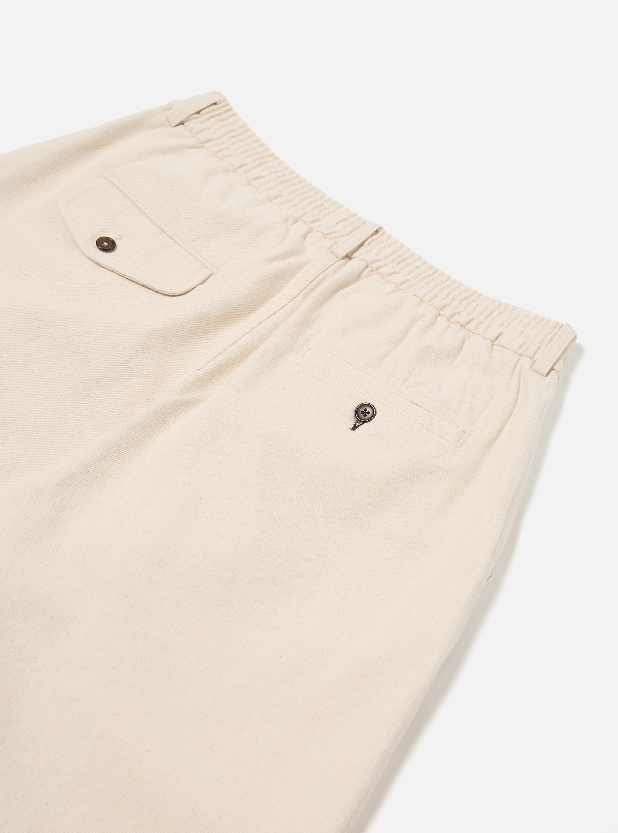 Universal Works Pleated Track Short in Ecru Recycled Cotton