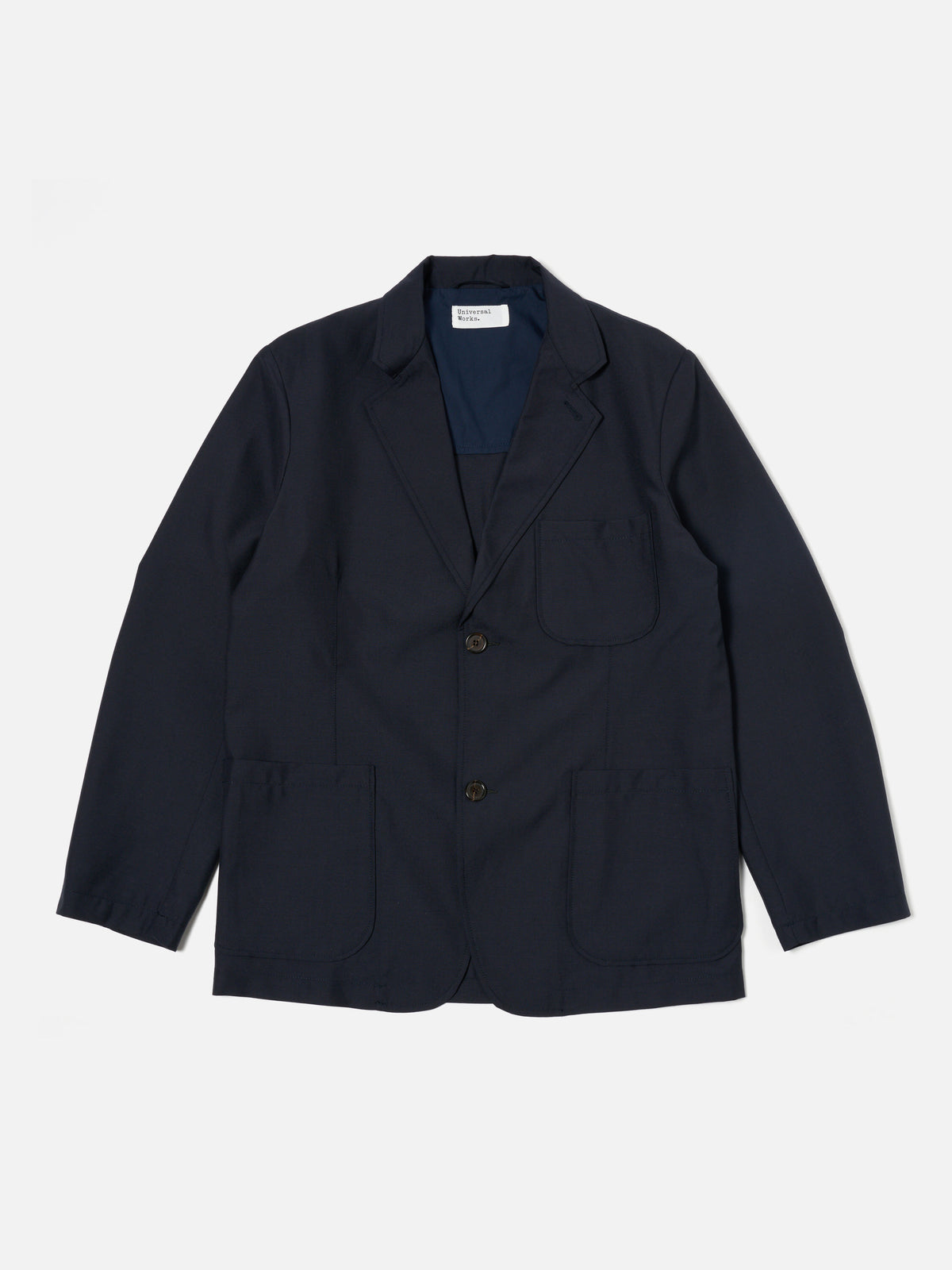 Universal Works Two Button Jacket in Navy Tropical Suiting