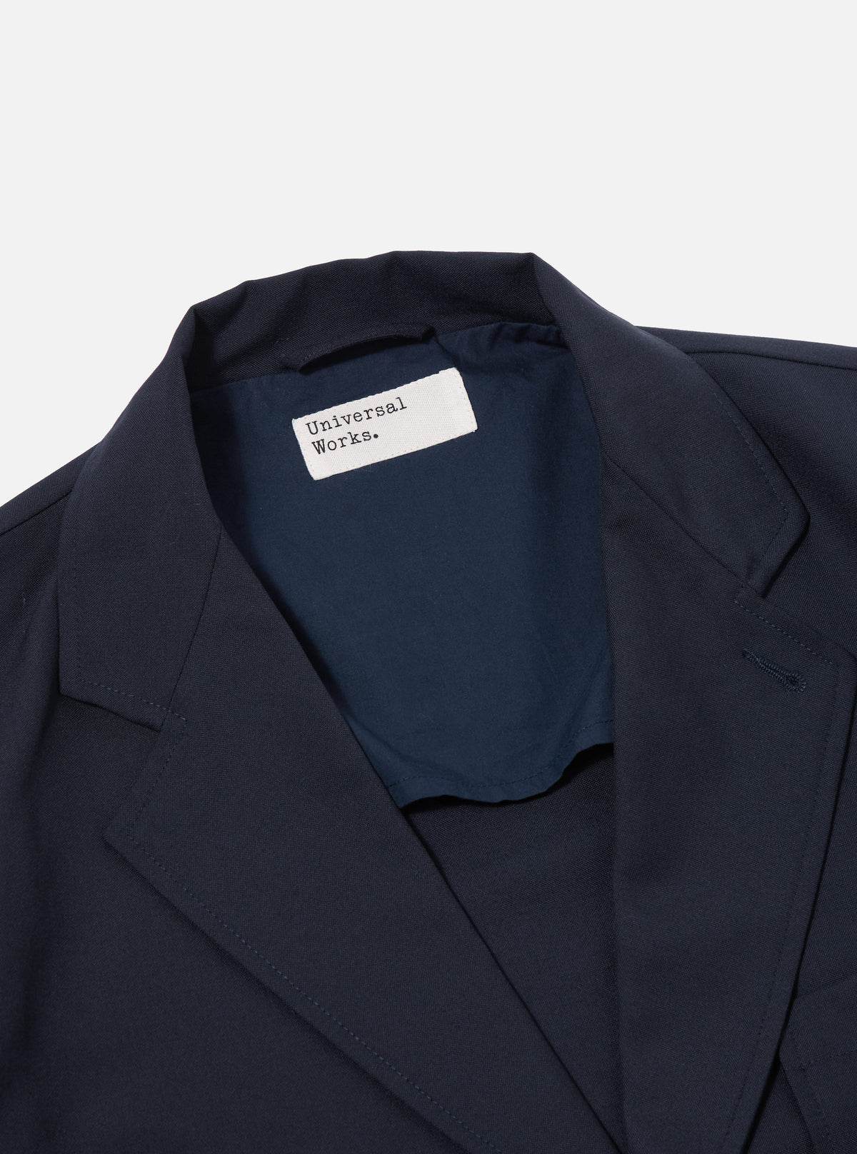 Universal Works Two Button Jacket in Navy Tropical Suiting