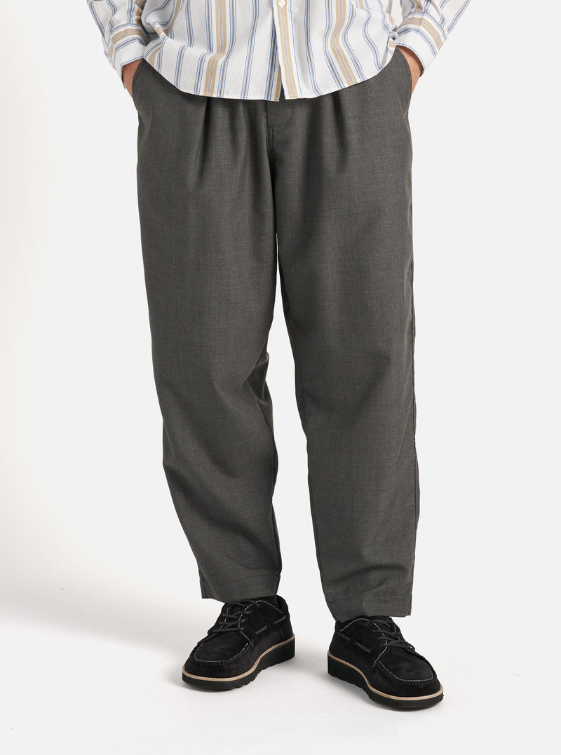 Universal Works Pleated Track Pant in Grey Marl Tropical Suiting