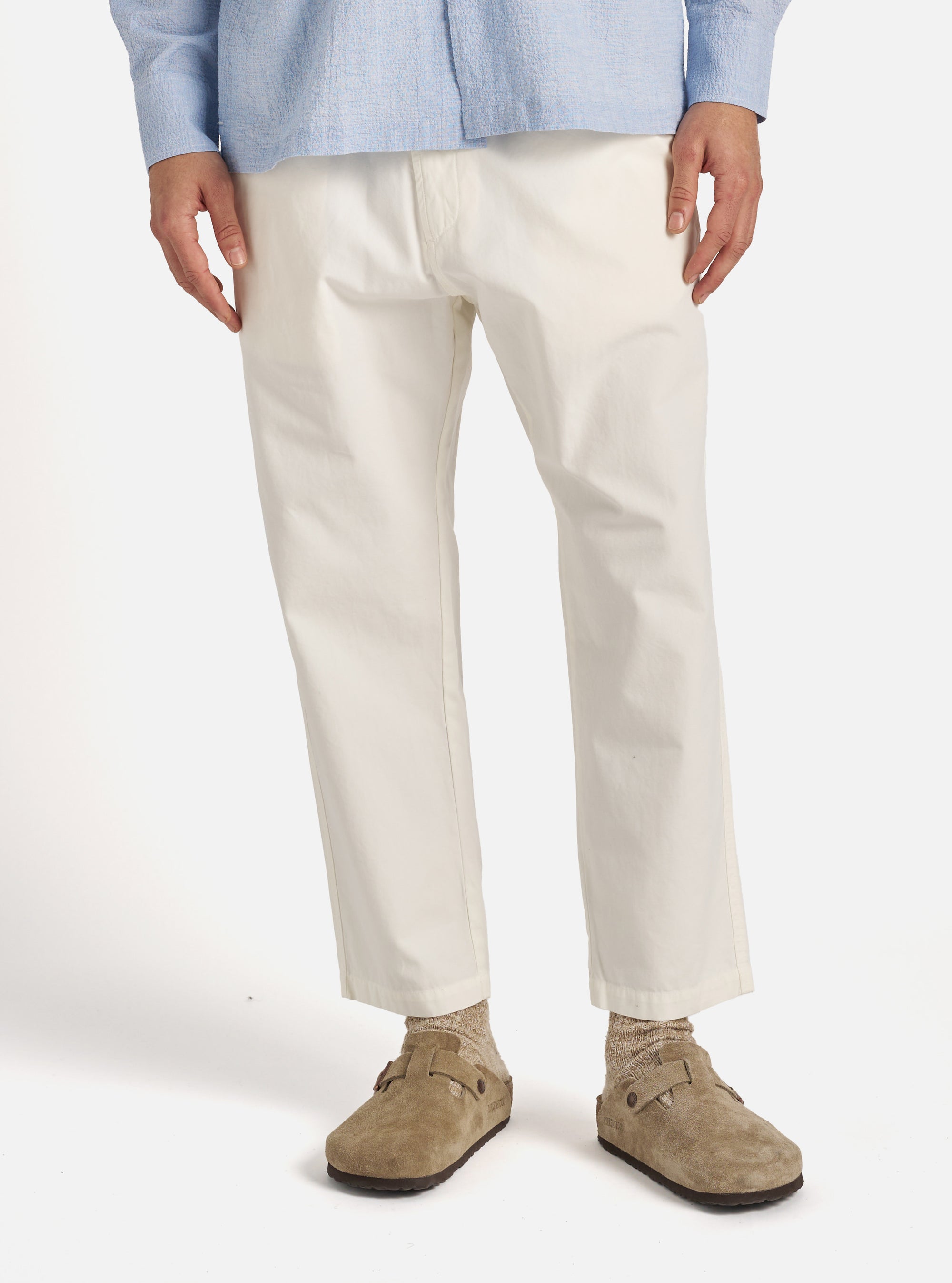 Universal Works Hi Water Trouser in Ecru Summer Canvas