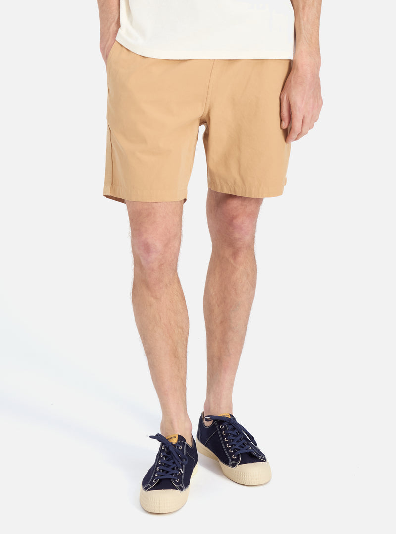 Universal Works Beach Short in Dark Sand Summer Canvas