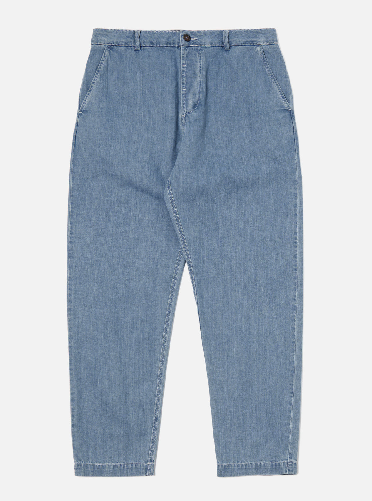 Universal Works Military Chino in Washed Indigo 8oz Organic Denim