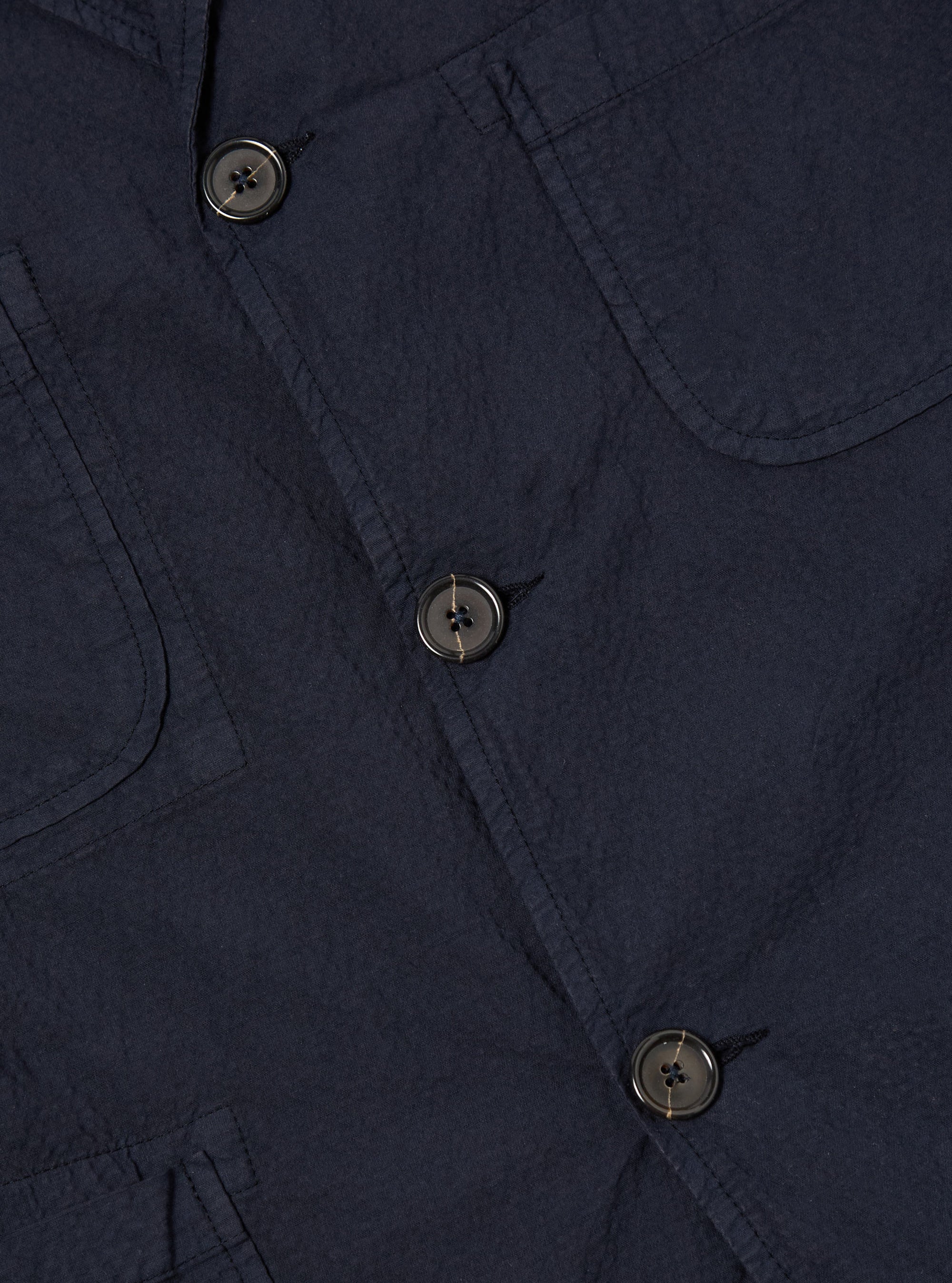 Universal Works Five Pocket Jacket in Navy Seersucker II