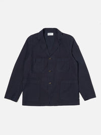 Universal Works Five Pocket Jacket in Navy Seersucker II