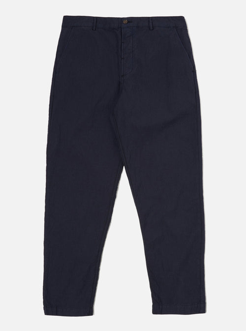 Universal Works Military Chino in Navy Seersucker II
