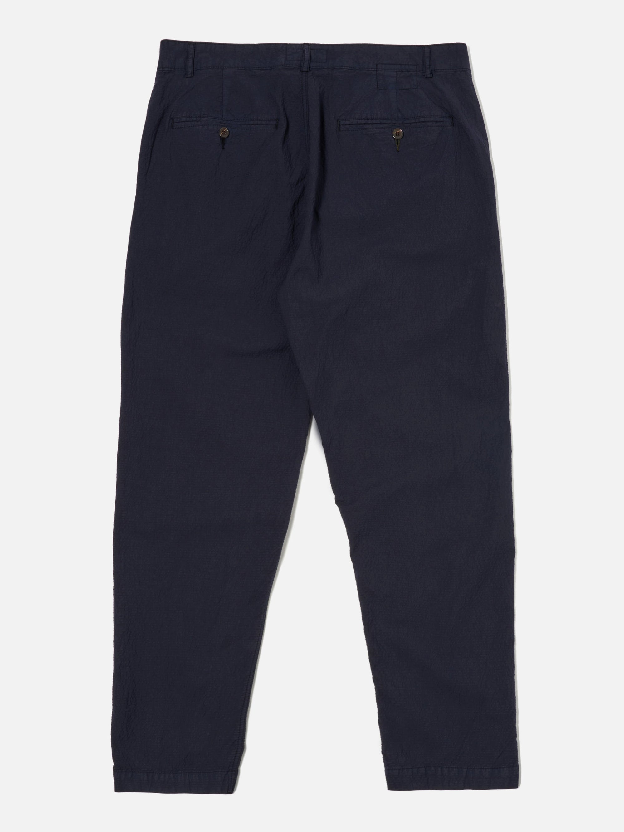 Universal Works Military Chino in Navy Seersucker II