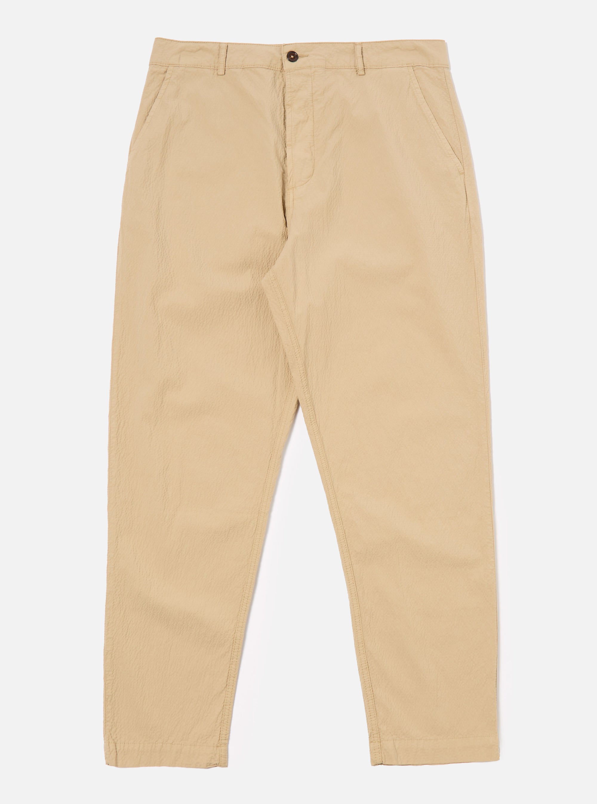 Universal Works Military Chino in Sand Seersucker II