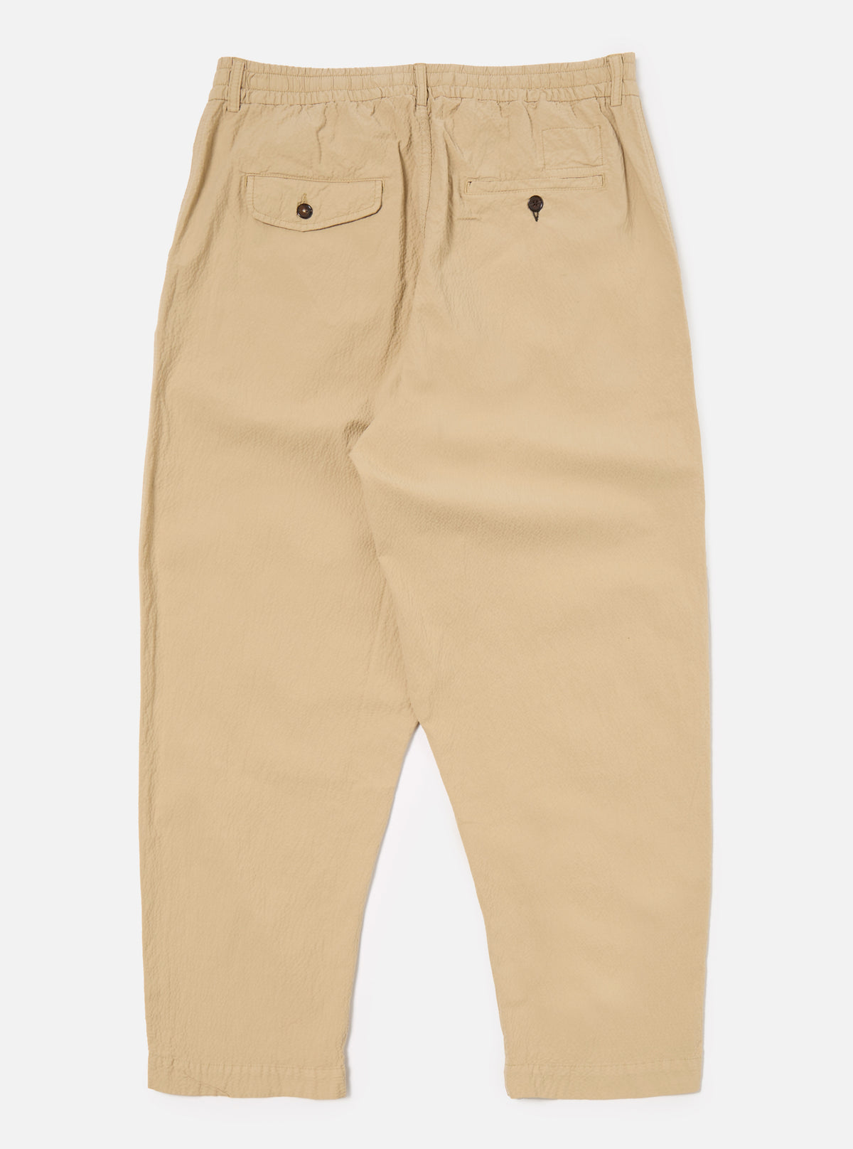 Universal Works Pleated Track Pant in Sand Seersucker II