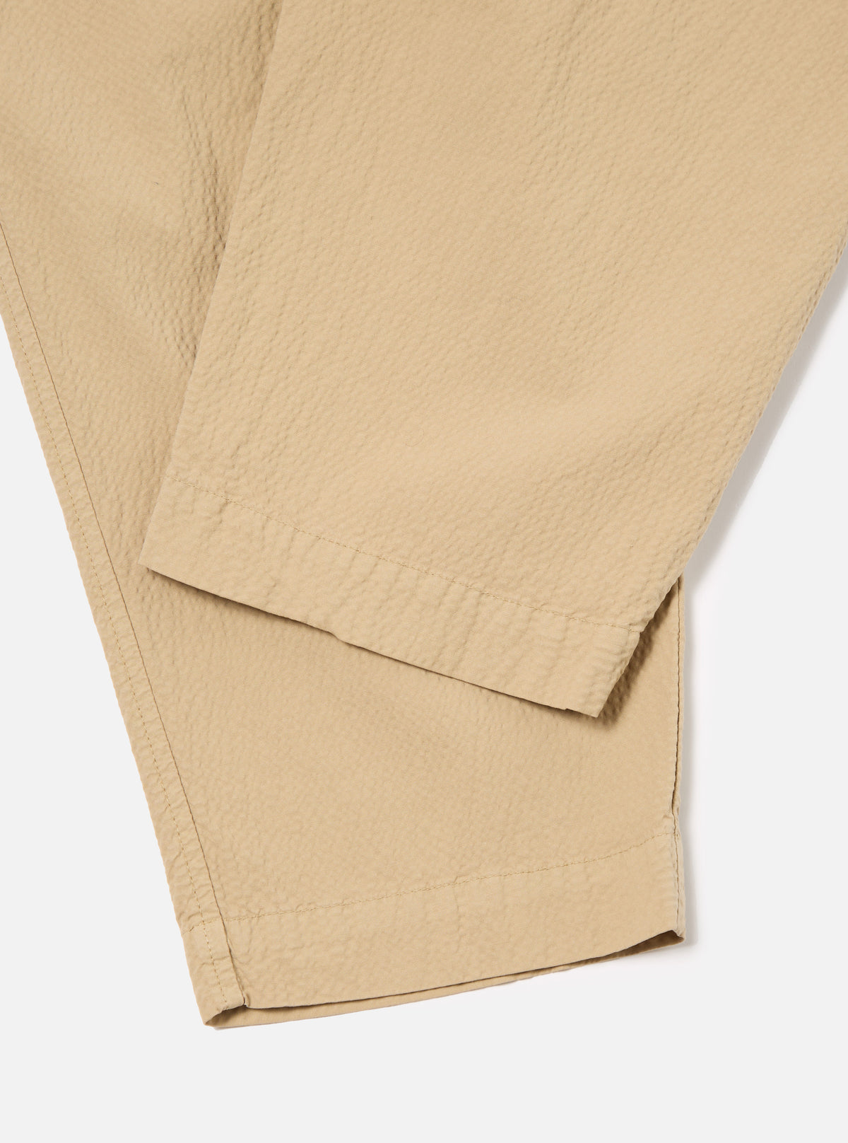 Universal Works Pleated Track Pant in Sand Seersucker II