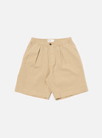 Universal Works Pleated Track Short in Sand Seersucker II