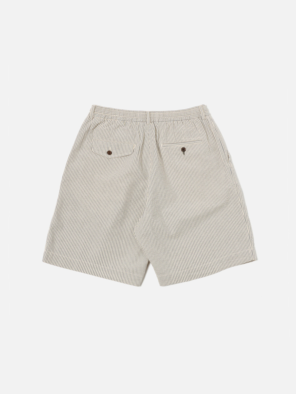 Universal Works Pleated Track Short in Grey Derby Stripe