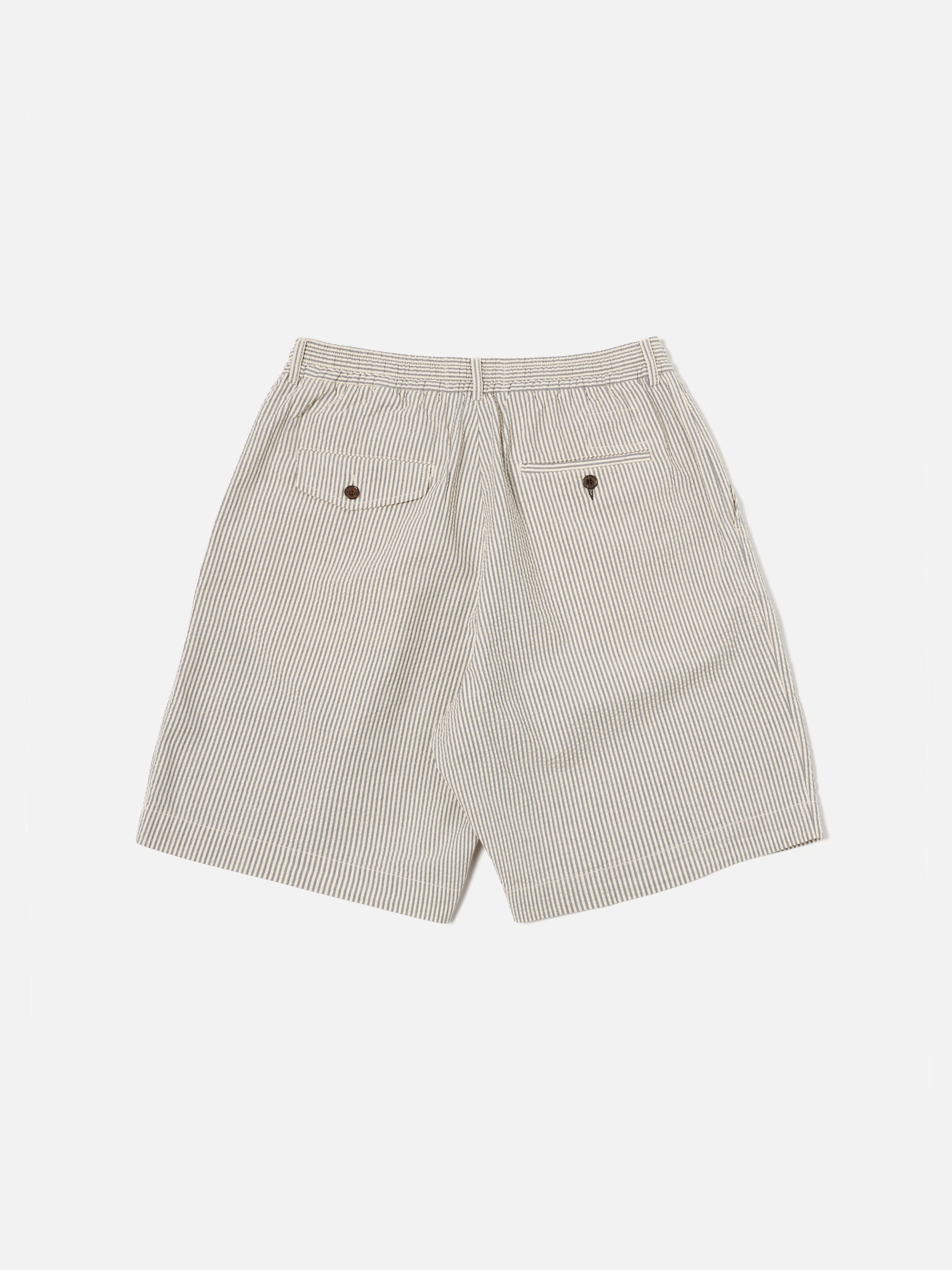 Universal Works Pleated Track Short in Grey Derby Stripe