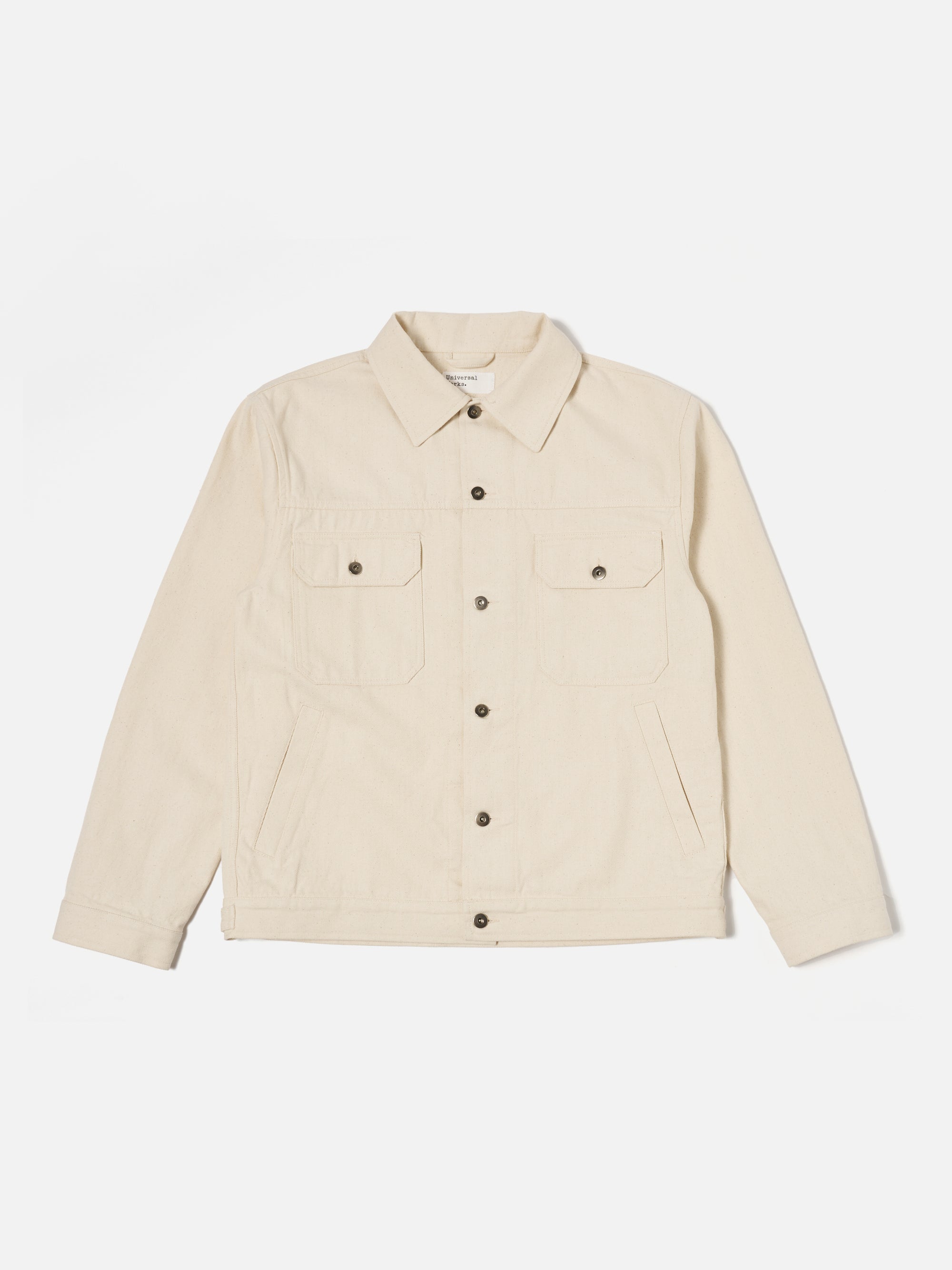 Universal Works Trucker Jacket in Ecru Recycled Cotton