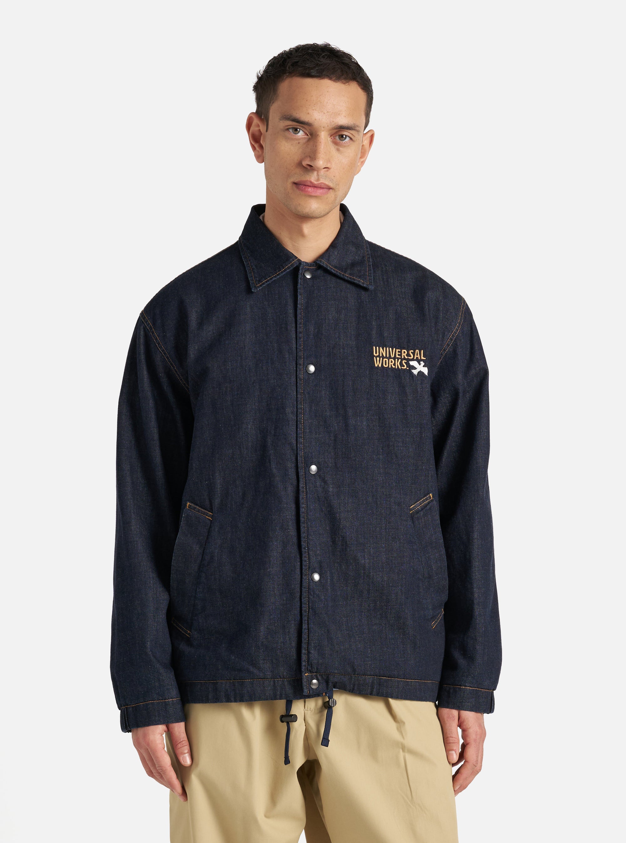 Universal Works Head Coach Jacket in Indigo 8oz Organic Denim