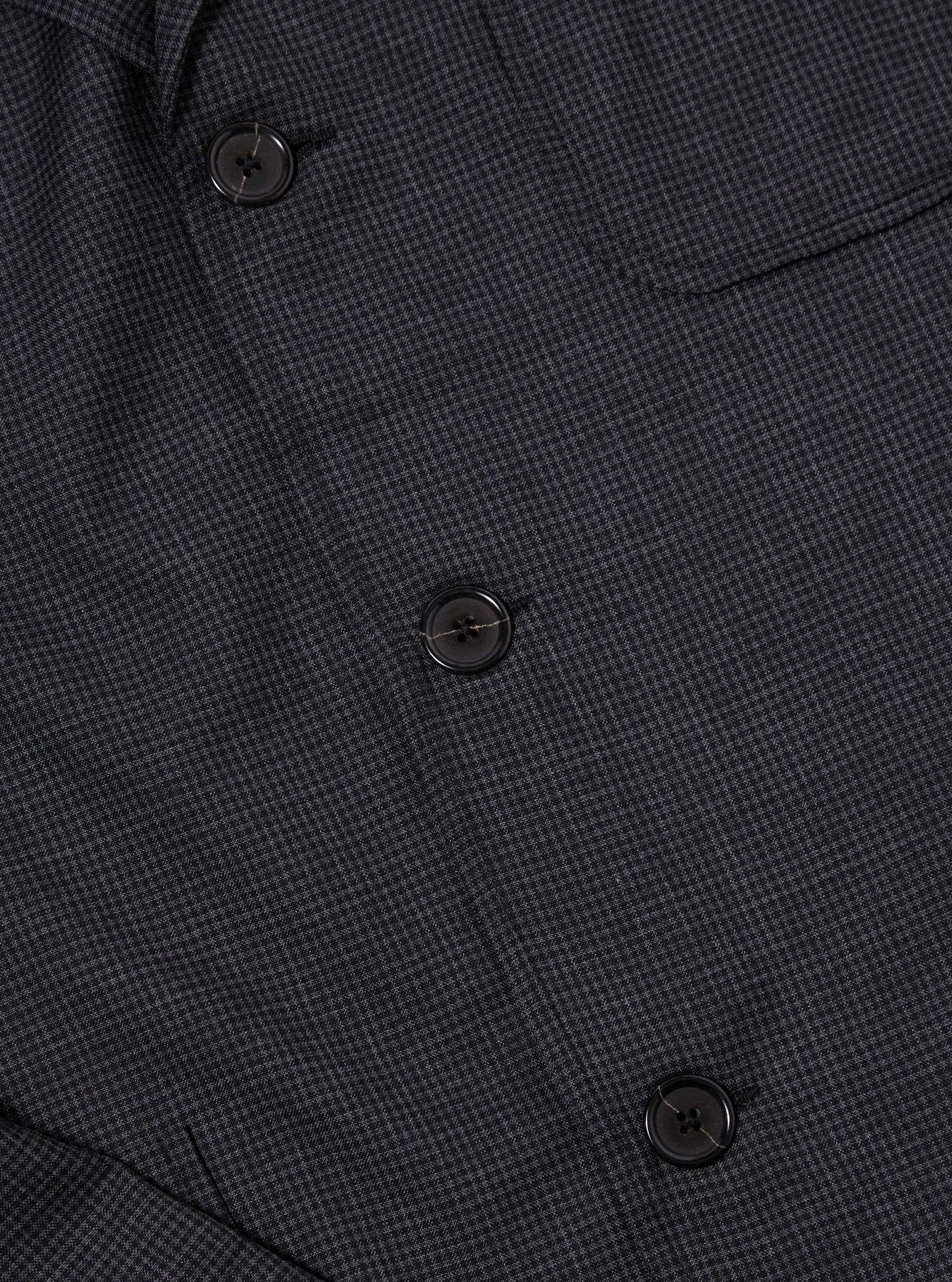 Universal Works Three Button Jacket in Black Mini Check