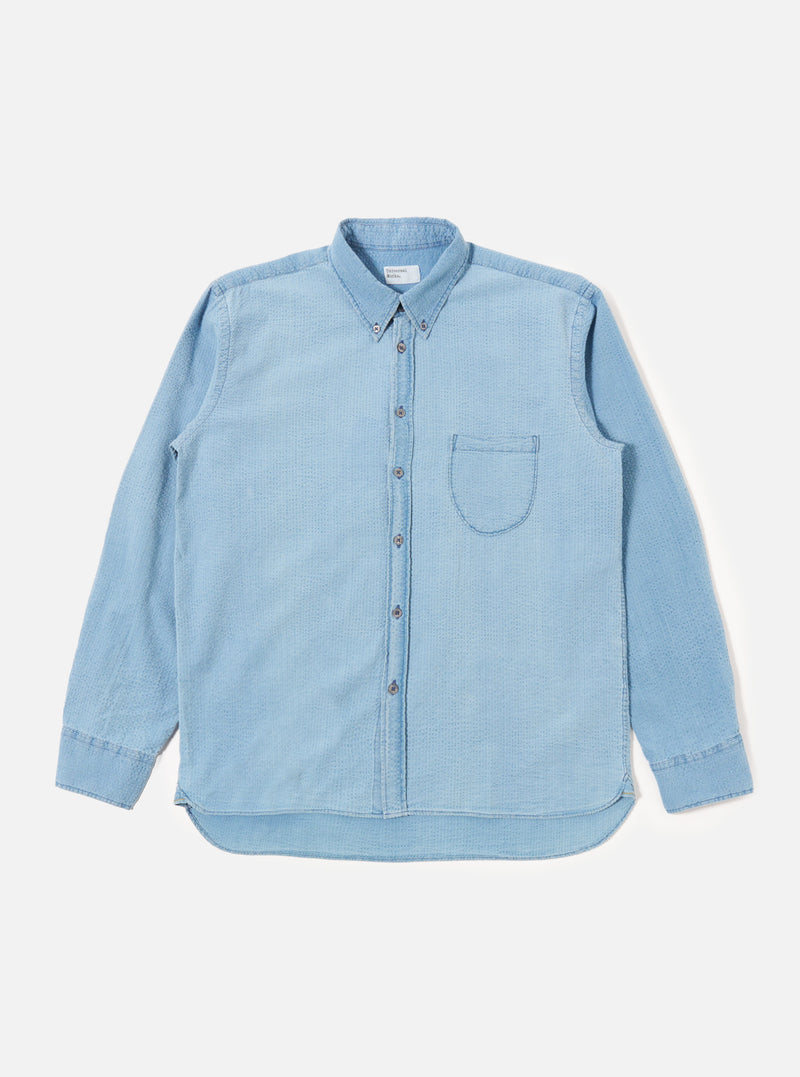 Bleach Wash Indigo Seersucker Lazy Day Shirt