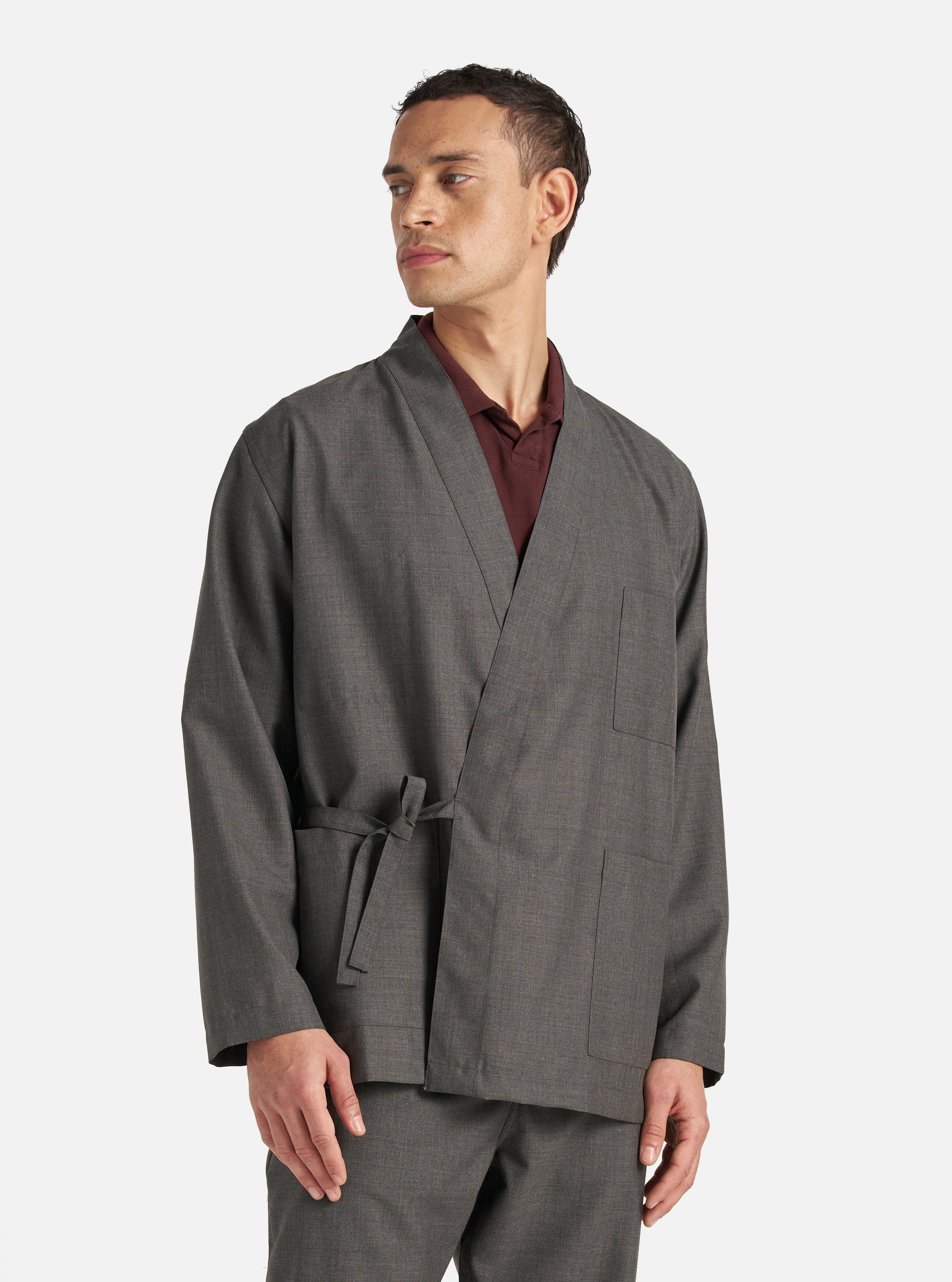 Universal Works Kyoto Work Jacket in Grey Marl Tropical Suiting