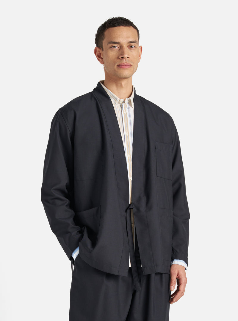 Universal Works Kyoto Work Jacket in Navy Tropical Suiting