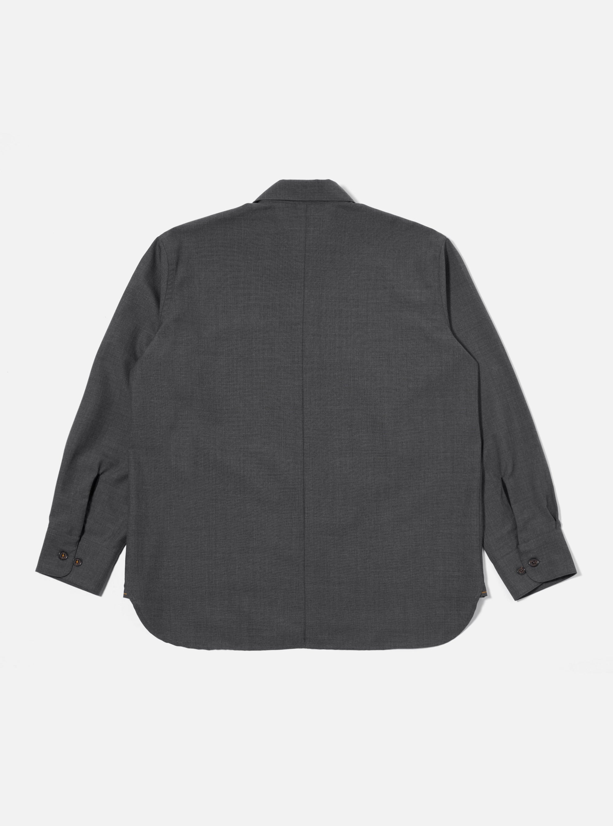 Universal Works Travail Overshirt in Grey Marl Tropical Suiting