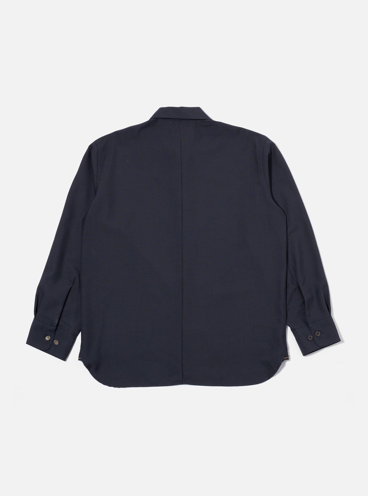 Universal Works Travail Overshirt in Navy Tropical Suiting