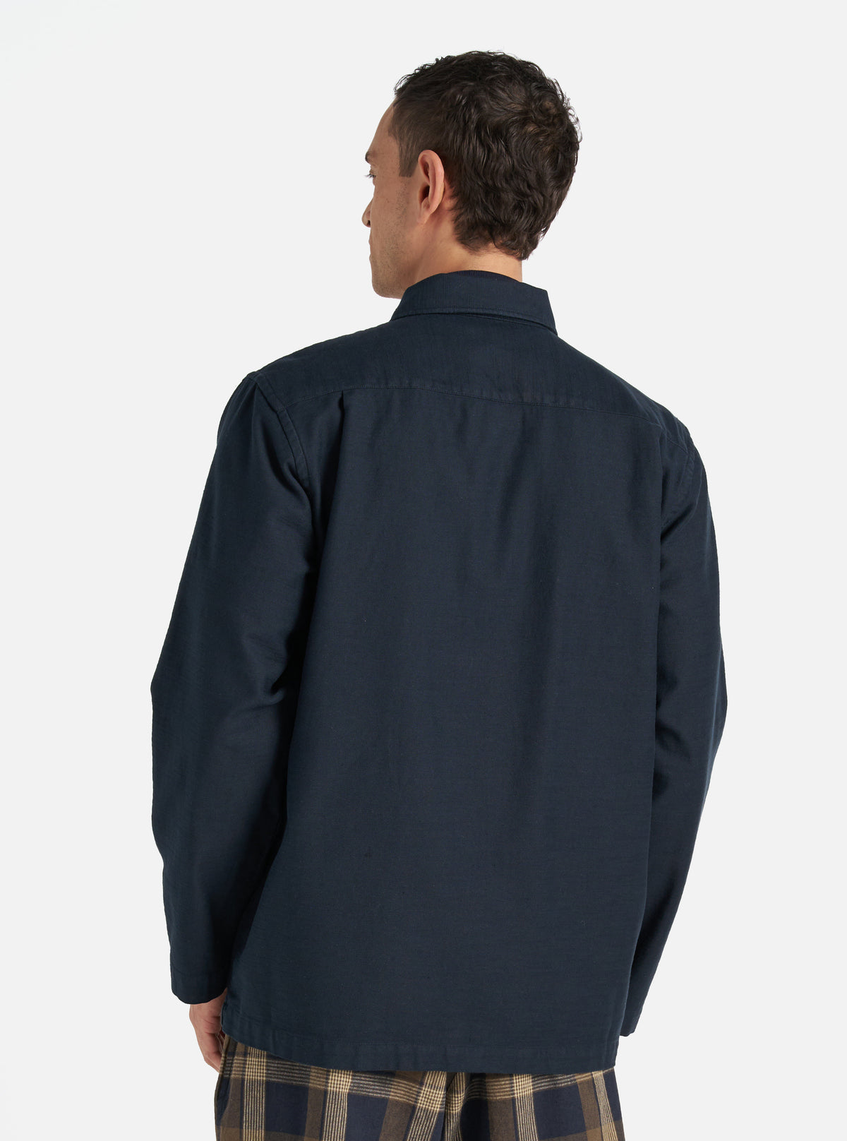 Universal Works Dockside Jacket in Navy Slub Sateen