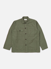 Universal Works Dockside Jacket in Olive Slub Sateen