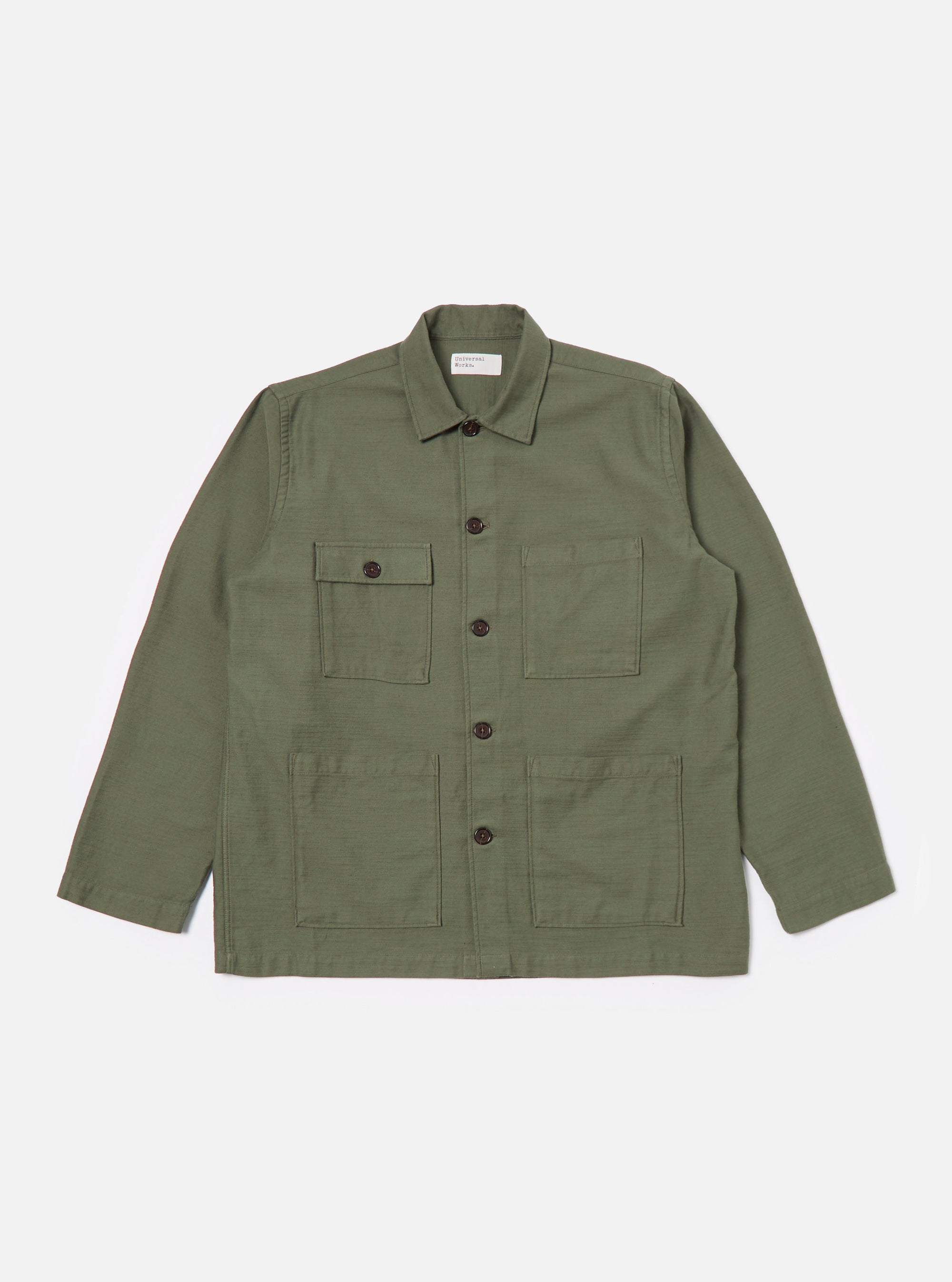 Universal Works Dockside Jacket in Olive Slub Sateen