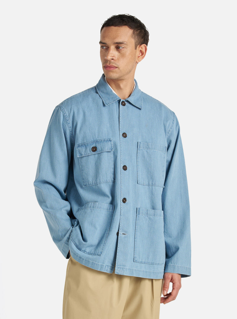 Universal Works Dockside Jacket in Washed Indigo 8oz Organic Denim